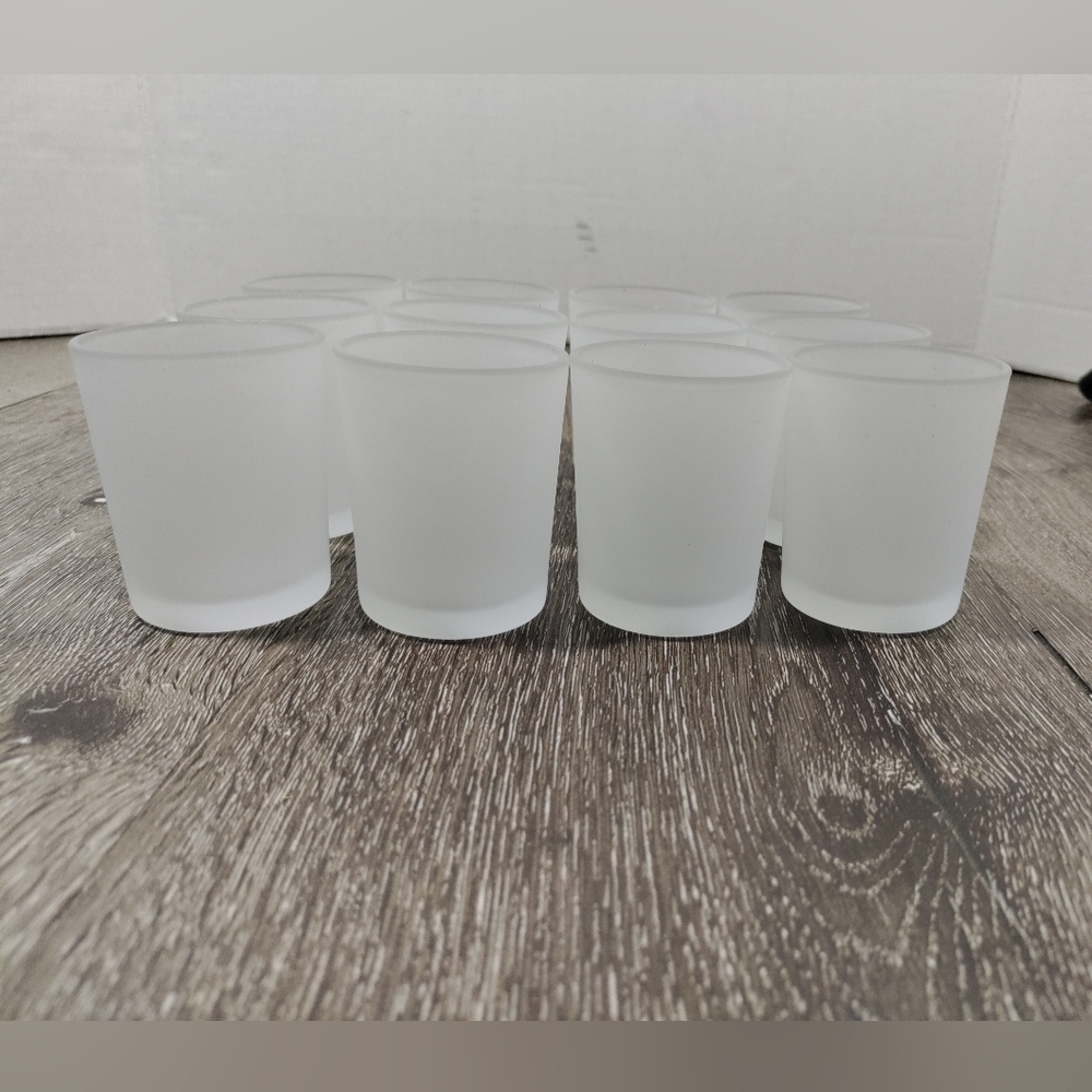 Frosted Glass Votive Holders Set of 12